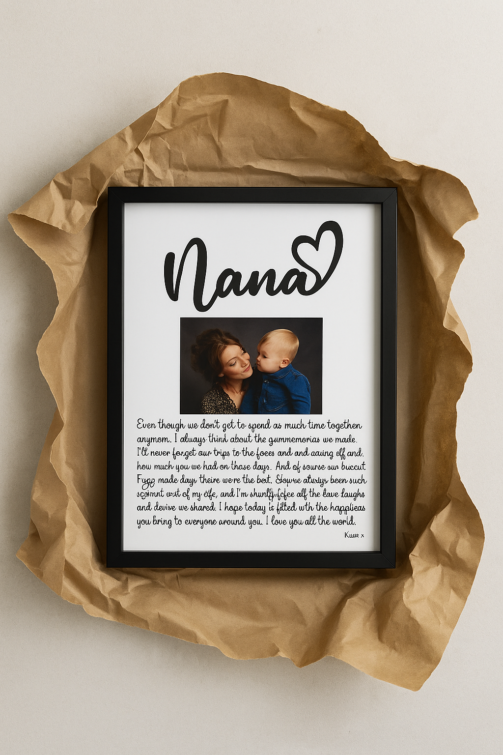 Personalized Grandma Photo Frame – Custom Gift for Nan/Nana/Gran | Memory Keepsake | 25x20cm in White or Black