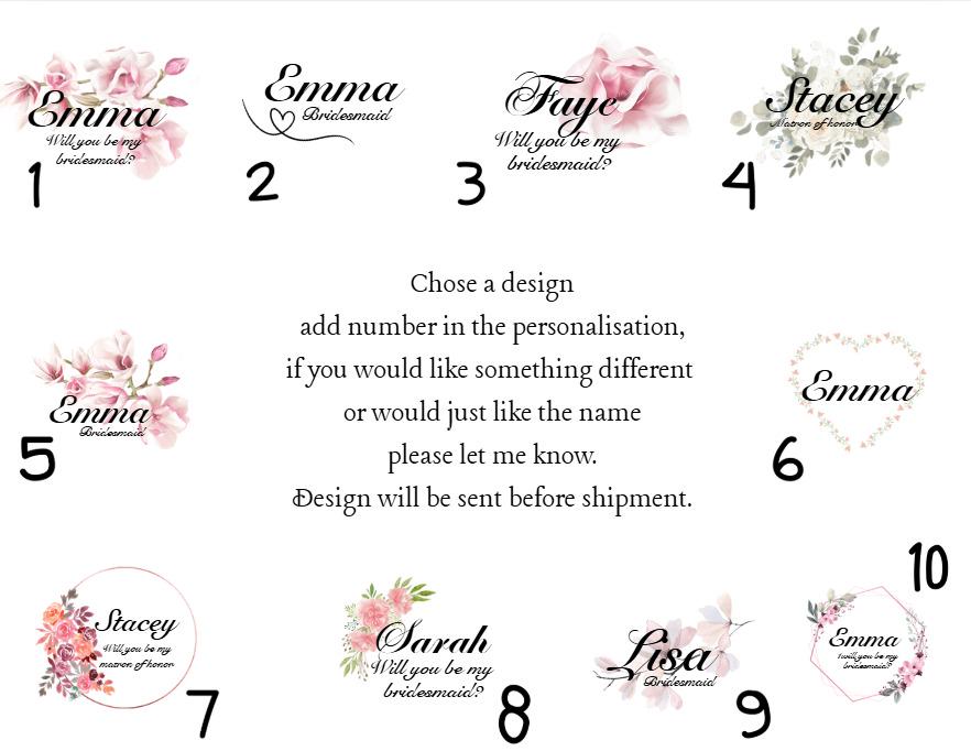 Personalised Bridesmaid Pocket Mirror – Custom Proposal Gift | Heart, Round, or Square Design