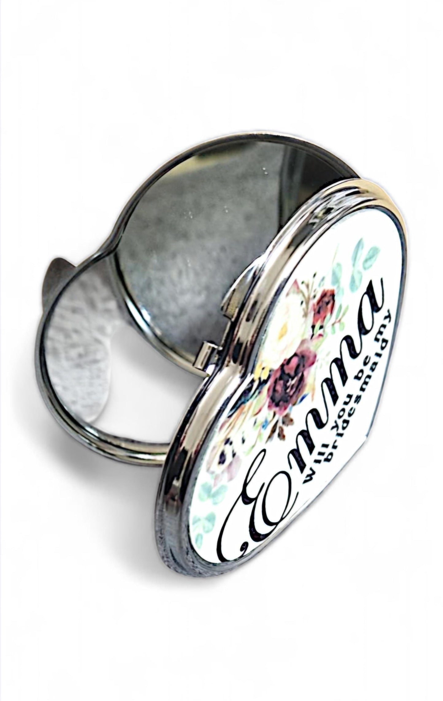 Personalised Bridesmaid Pocket Mirror – Custom Proposal Gift | Heart, Round, or Square Design