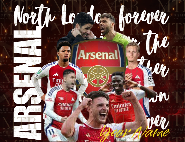 Custom Arsenal Player Tumbler – 20oz Stainless Steel Vacuum Insulated Cup with Your Name – Perfect Gift for Gunners Fans!