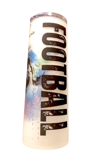 Personalised 20oz Skinny Football Tumbler – Just a Girl Who Loves Football – Custom Name Insulated Cup for Hot & Cold Drinks – Gift for Her