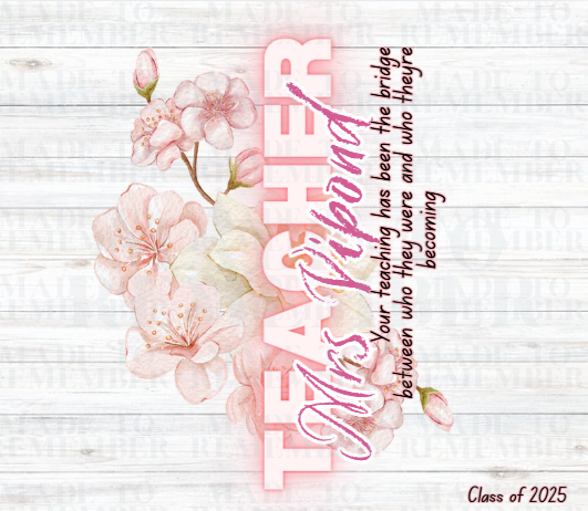 ๐ธ Personalised Teacher Gift โ Custom 20oz Stainless Steel Tumbler with Floral Design & Thank You Quote ๐ธ
