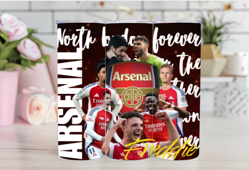 Custom Arsenal Player Tumbler – 20oz Stainless Steel Vacuum Insulated Cup with Your Name – Perfect Gift for Gunners Fans!