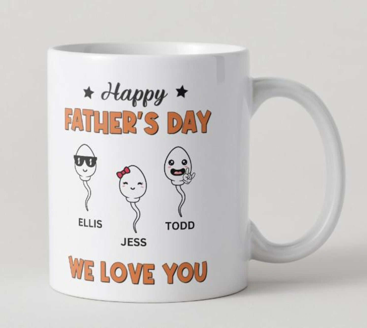 Funny Father’s Day Sperm Mug – Personalized 11oz Coffee Mug for Dad – “You Swam the Fastest” Joke Gift
