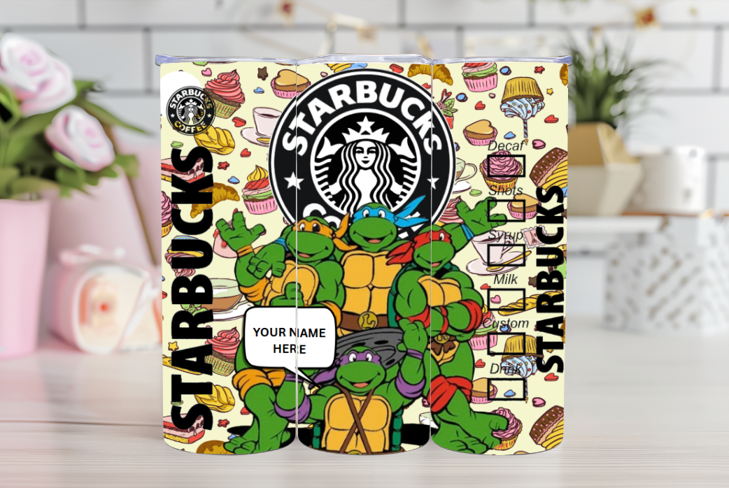 TMNT x Starbucks-Inspired Custom Tumbler – 20oz Stainless Steel