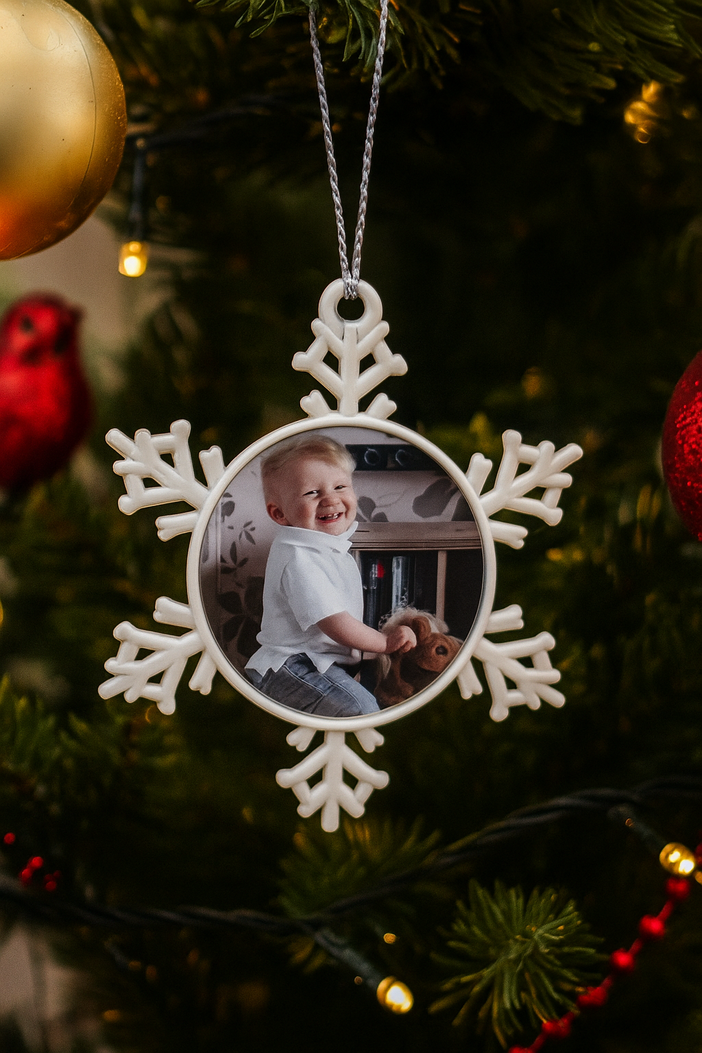 Personalised Snowflake Christmas Ornament – Custom Double-Sided Photo Tree Decoration – Unique Holiday Gift