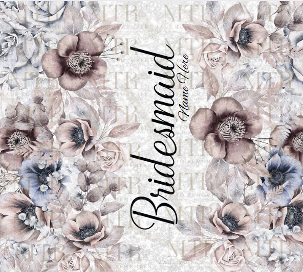 Floral Bridesmaid Tumbler – 20oz Stainless Steel Custom Cup with Name – Elegant Wedding Gift for Your Bridal Party