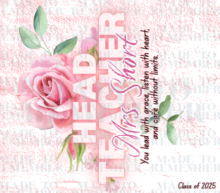 Personalised Teacher Leaving Gift – 20oz Stainless Steel Insulated Tumbler with Name, Floral Design & Thank You Message