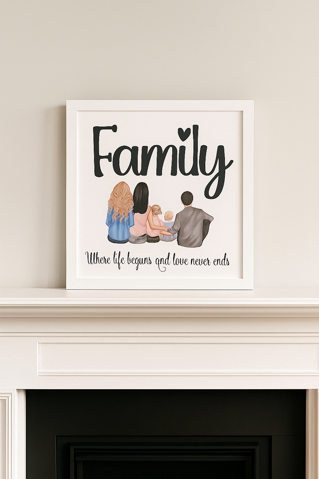 Personalized Family Clipart Frame – Custom Gift or Home Décor Keepsake | 25x25cm or 25x20cm
