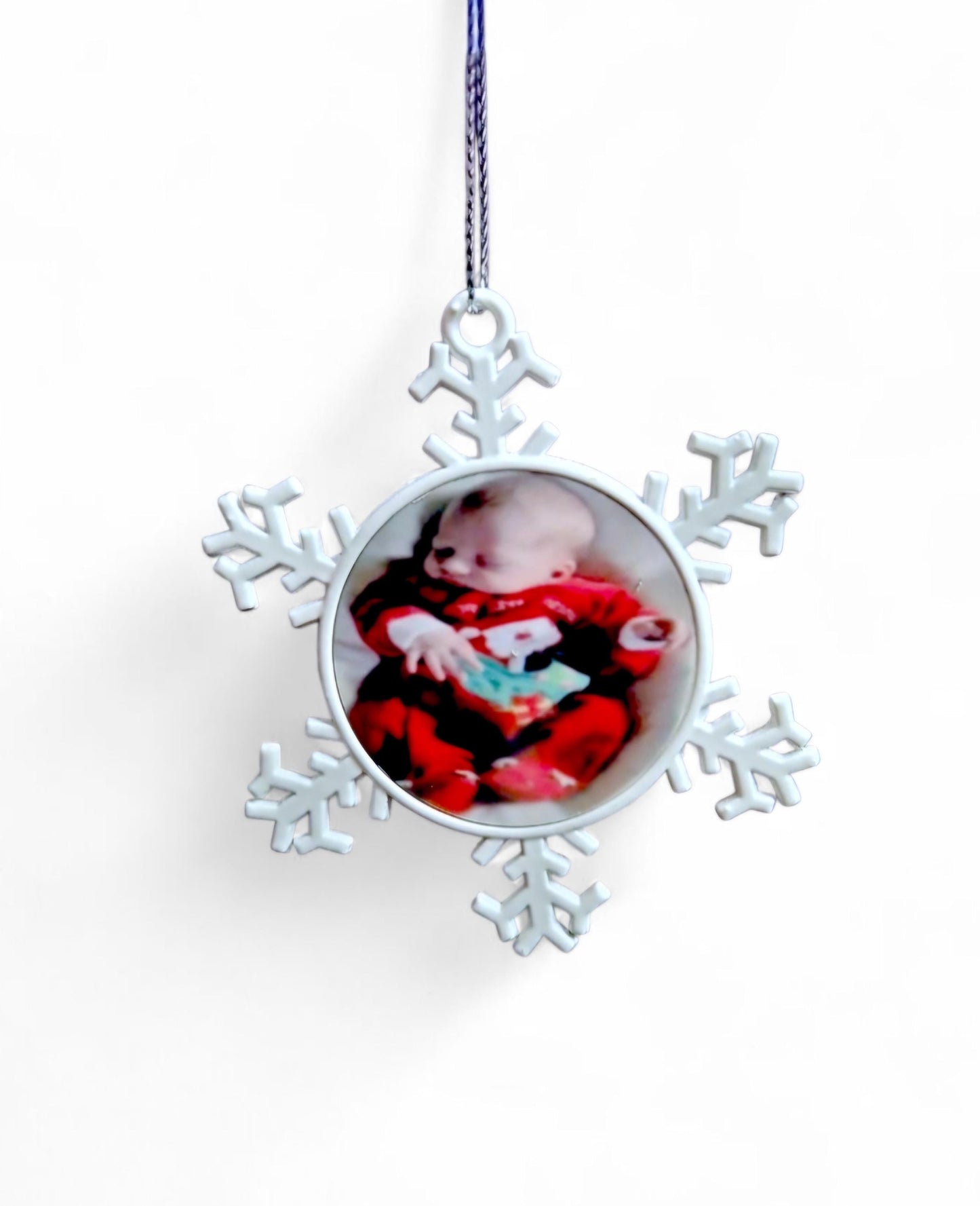 Personalised Snowflake Christmas Ornament – Custom Double-Sided Photo Tree Decoration – Unique Holiday Gift