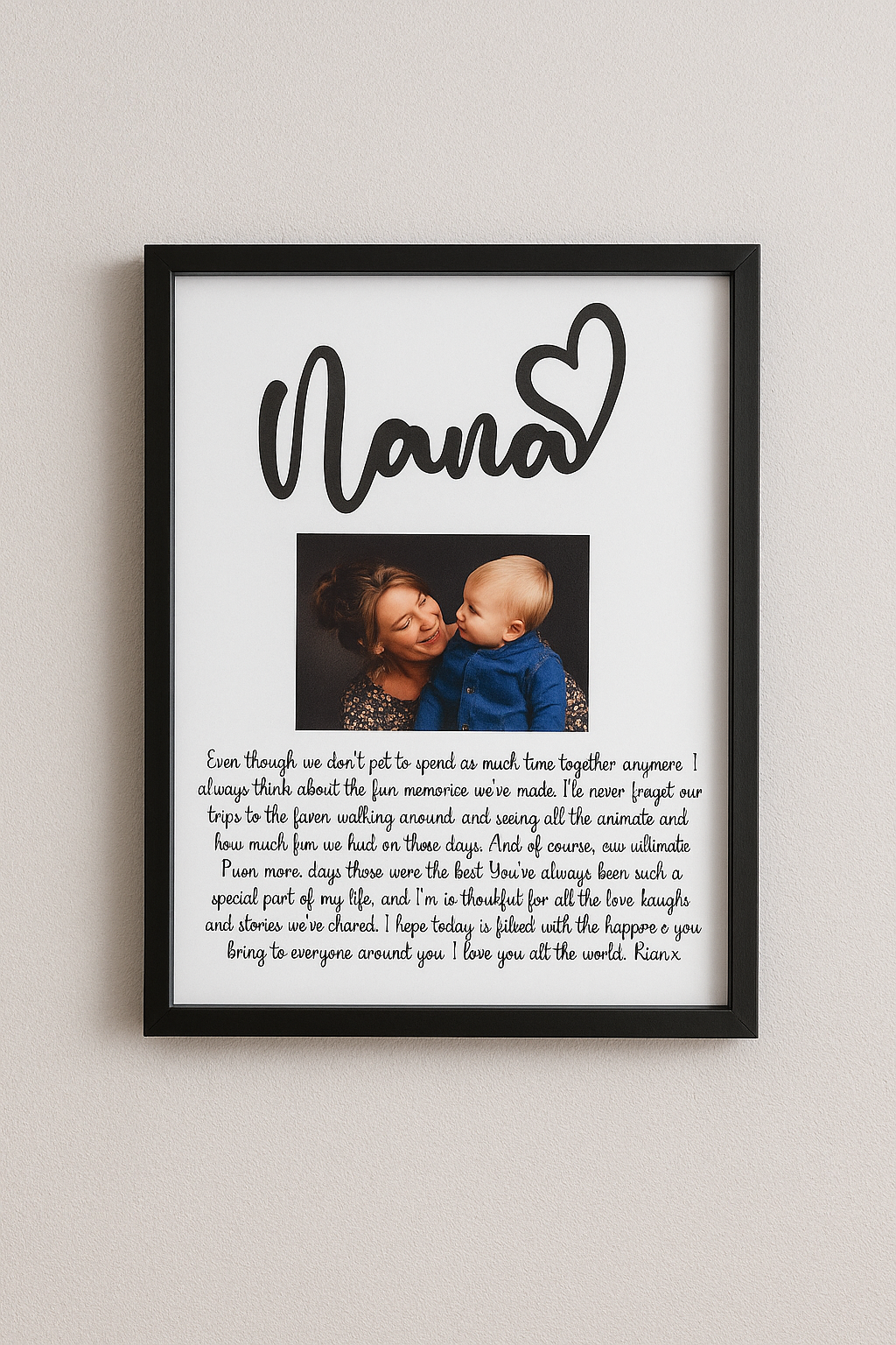 Personalized Grandma Photo Frame – Custom Gift for Nan/Nana/Gran | Memory Keepsake | 25x20cm in White or Black