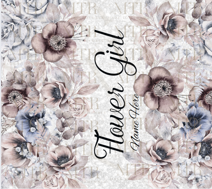 Floral Flower Girl Tumbler – 20oz Stainless Steel Custom Cup with Name – Sweet Gift for Your Little Wedding Helper